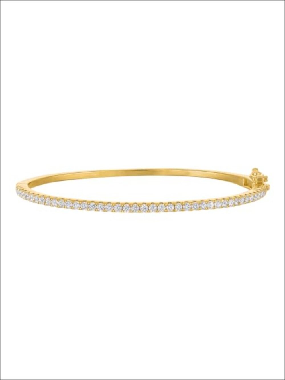 2mm Dainty Pave CZ Bangle Bracelet - Box Latch Clasp, Tarnish Resistant